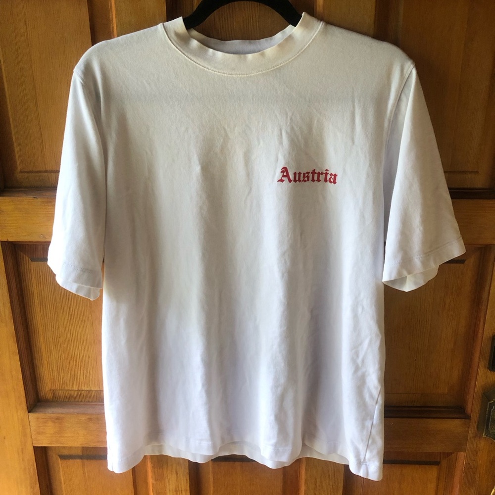 Helmut Lang White and Red Austria Tee